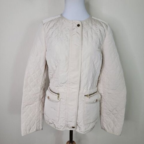 Talbots Jackets & Blazers - TALBOTS Women's Cream Quilted Jacket Women's Size Small S Zip Up